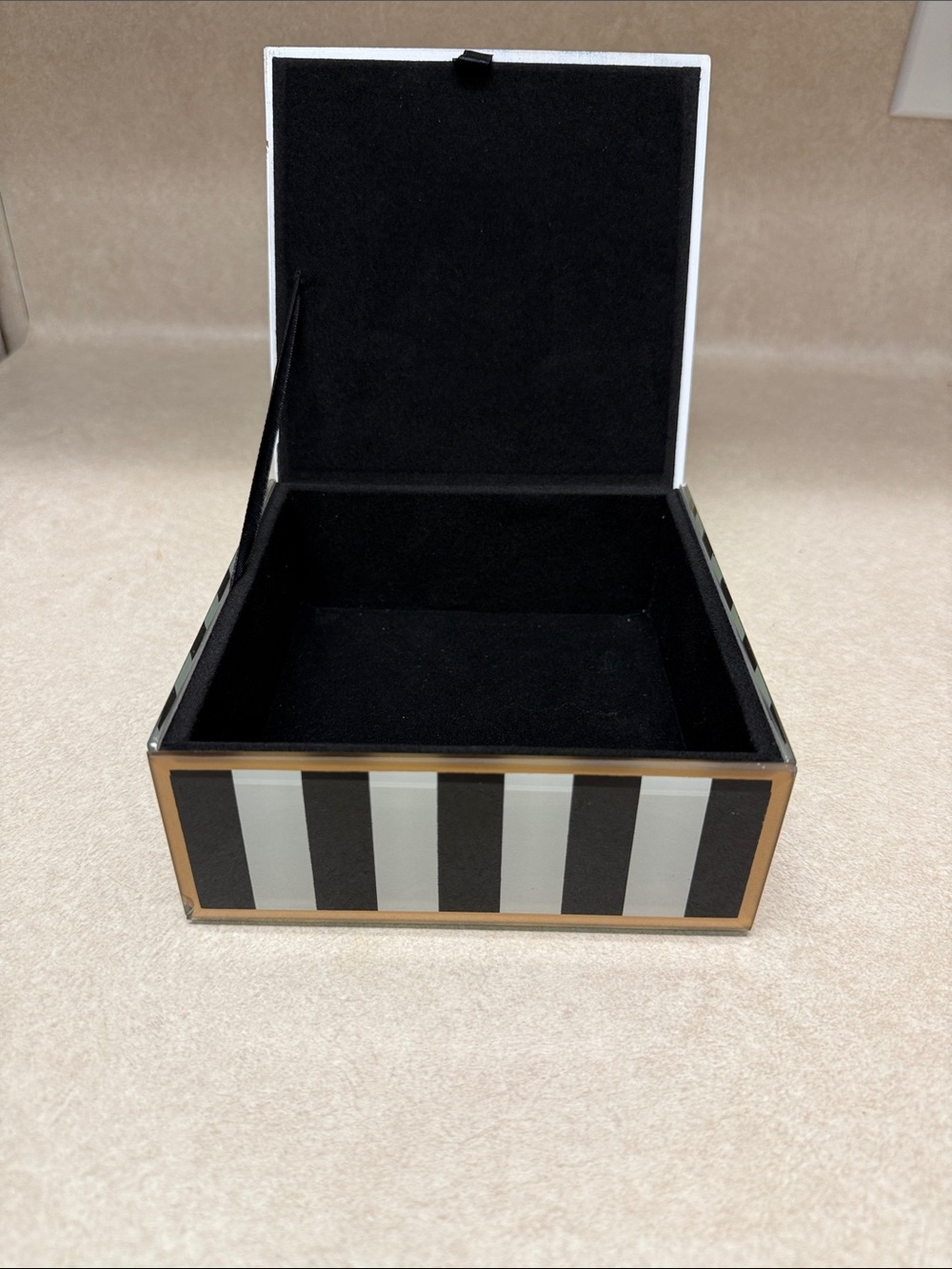 Paris Striped Decorative Box - Black & White with Gold Script - Picture 3 of 5